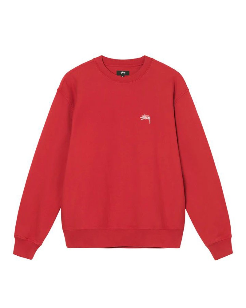 Red Stüssy Overdyed Stock Logo Crew Sweatshirt | UAE XHA219537