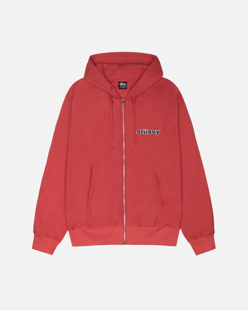 Red Stüssy SS-Link Zip Hoodie | UAE GLY548097