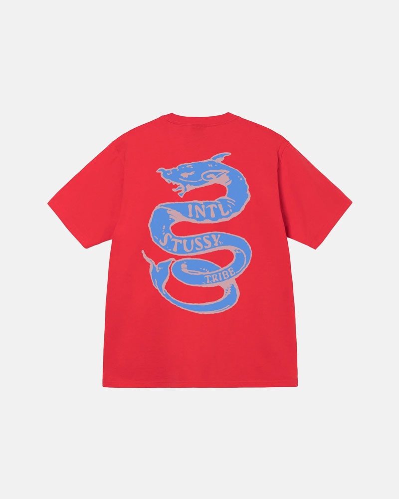 Red Stüssy Serpent T-Shirt | UAE NVW946317