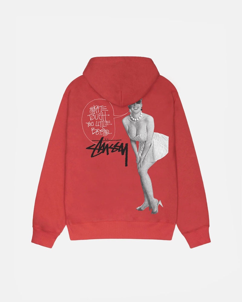 Red Stüssy Skate Tough Hoodie | UAE VPO614985