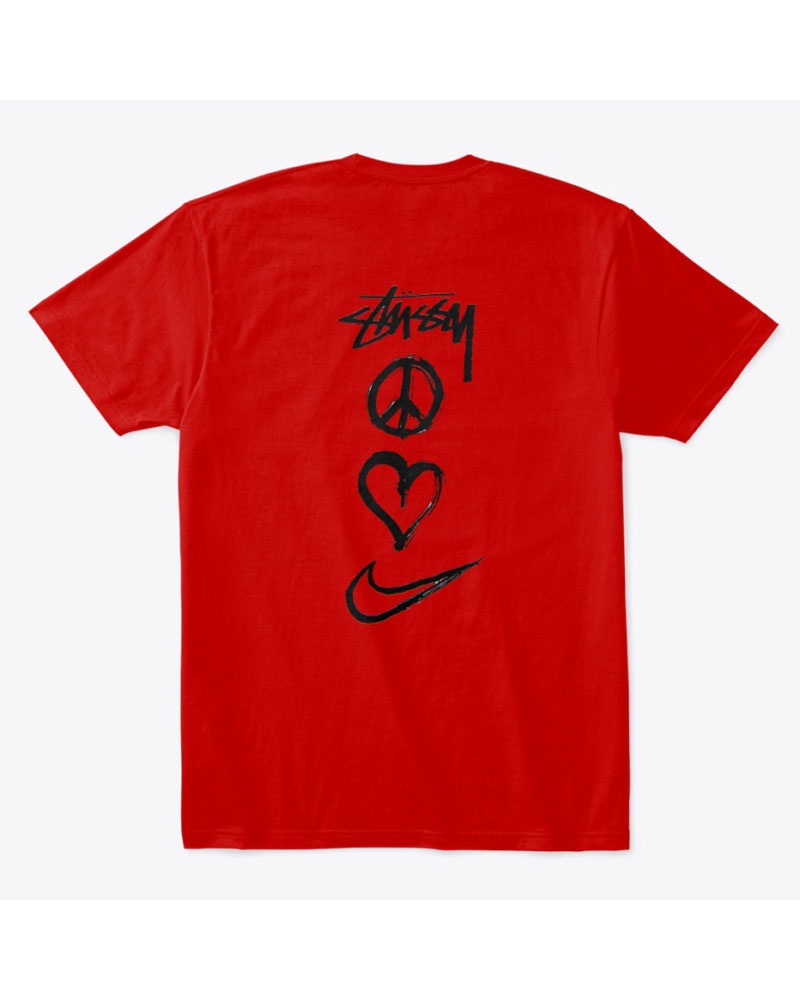 Red Stüssy X NK Peace, Love, Swoosh T-Shirt | UAE ONG097658