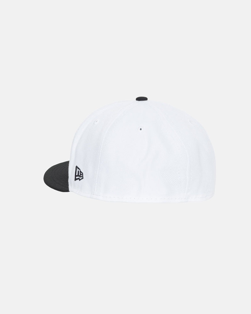 White Black Stüssy New Era 59Fifty Curly S Cap | UAE BOM047196