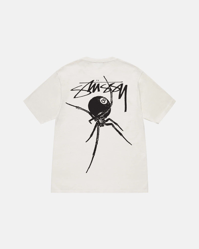 White Stüssy Arachnid Pigment Dyed T-Shirt | UAE WBK784193