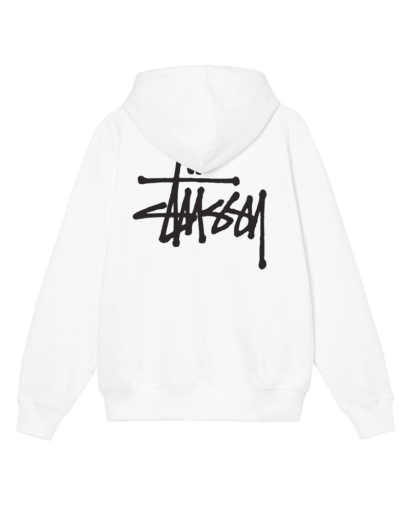 White Stüssy Basic Hoodie | UAE ZPH108527