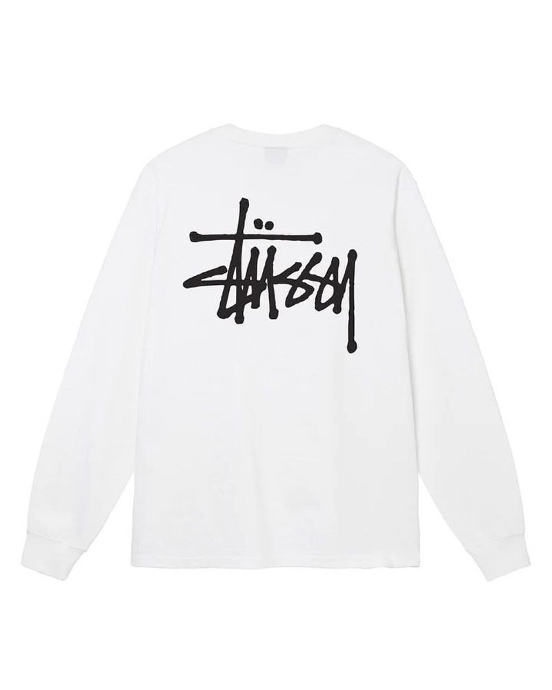 White Stüssy Basic LS Tee Sweatshirt | UAE EJV310795