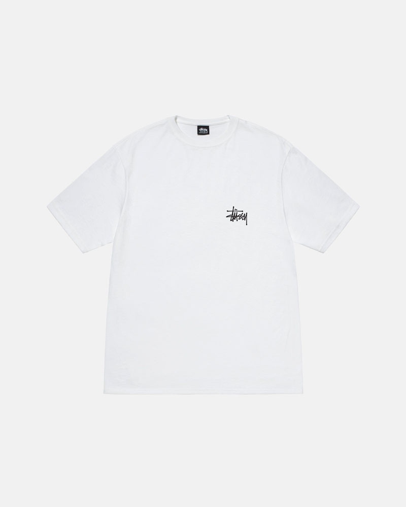 White Stüssy Basic T-Shirt | UAE TVO208946