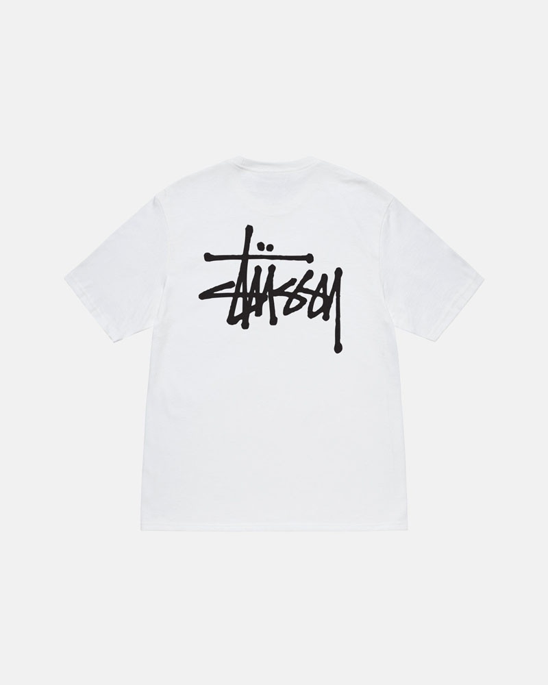 White Stüssy Basic T-Shirt | UAE TVO208946