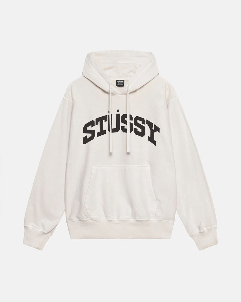 White Stüssy Block Sport Pigment Dyed Hoodie | UAE OEB132684