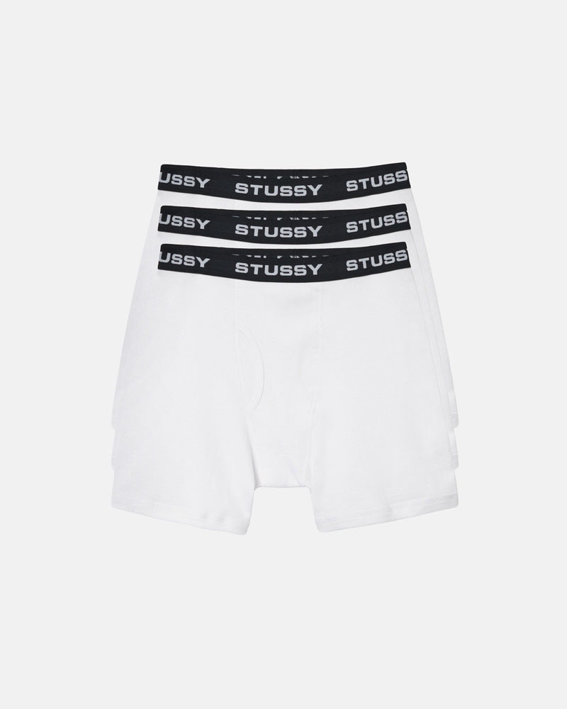 White Stüssy Boxer Briefs Shorts | UAE CVB013926