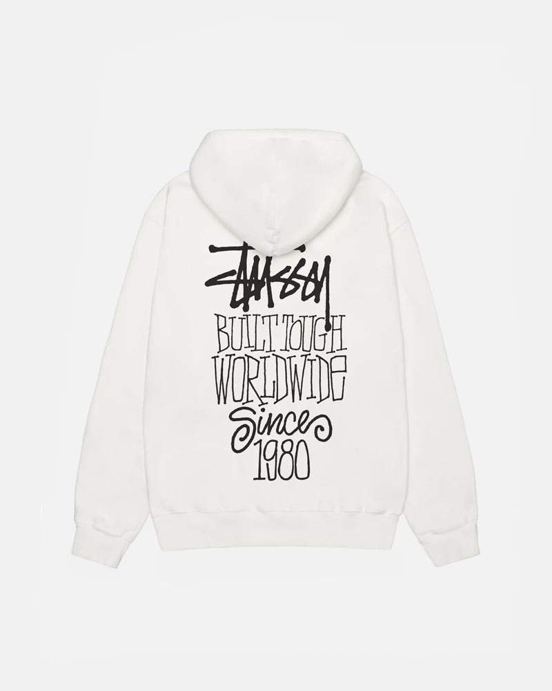 White Stüssy Built Tough Pigment Dyed Hoodie | UAE PRJ604725