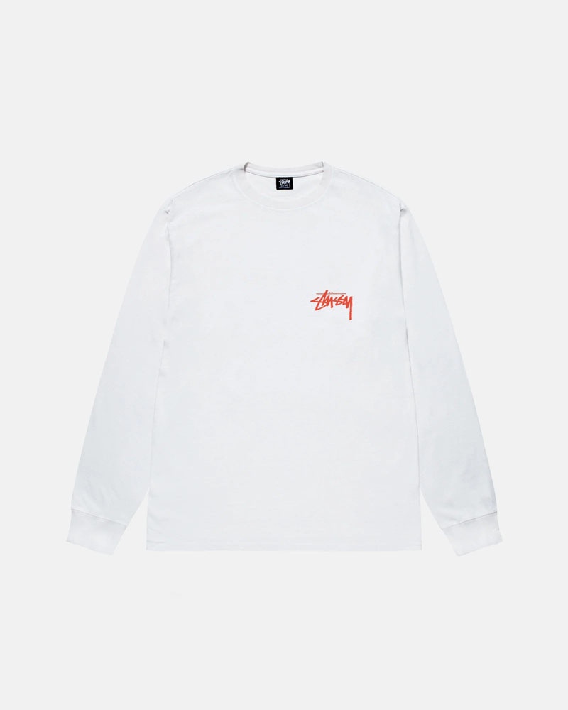 White Stüssy Classroom LS T-Shirt | UAE BRL924508