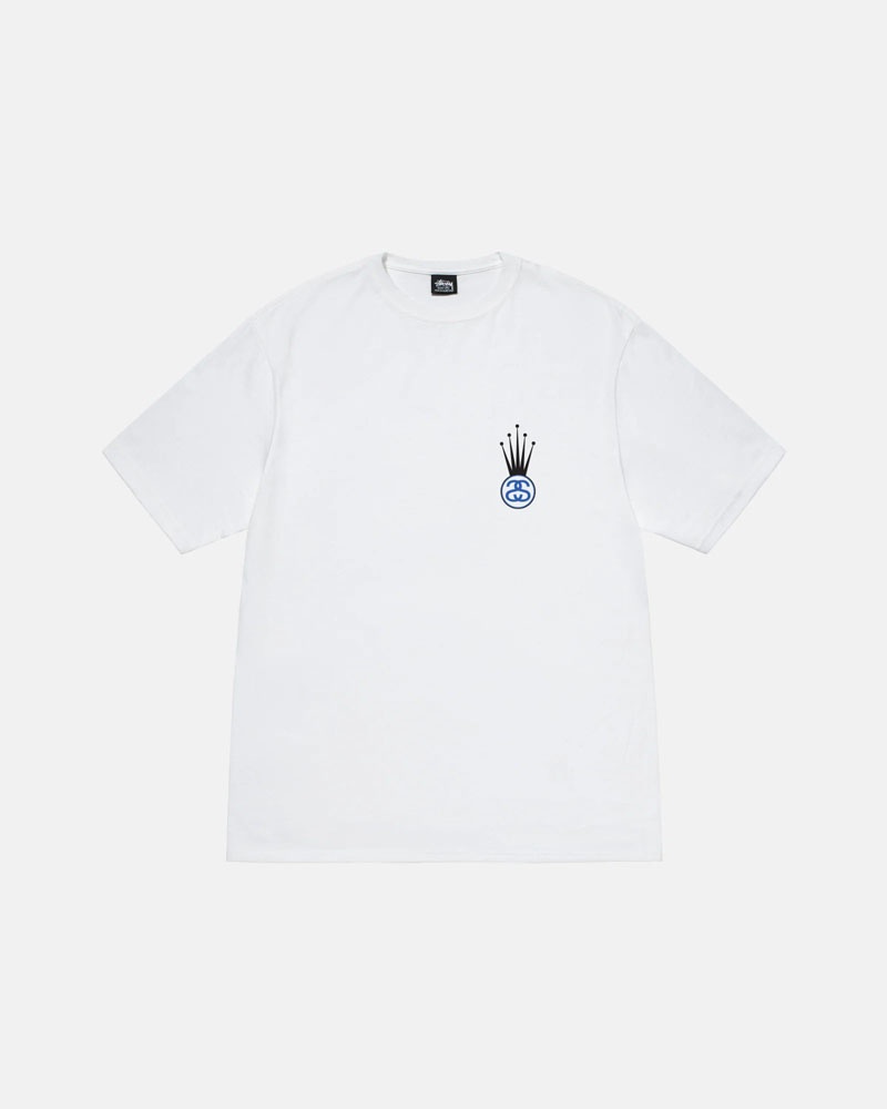 White Stüssy Crown Link T-Shirt | UAE CJN523960