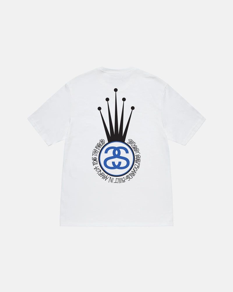 White Stüssy Crown Link T-Shirt | UAE CJN523960