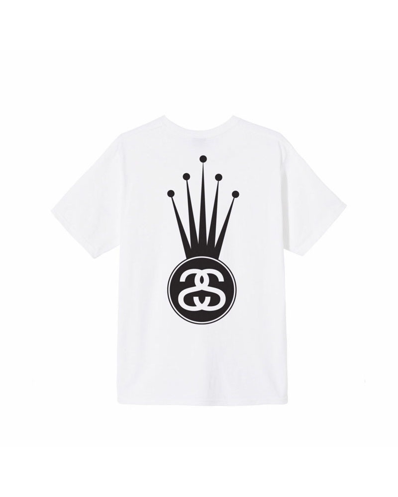 White Stüssy Crown Link T-Shirt | UAE UWJ365704