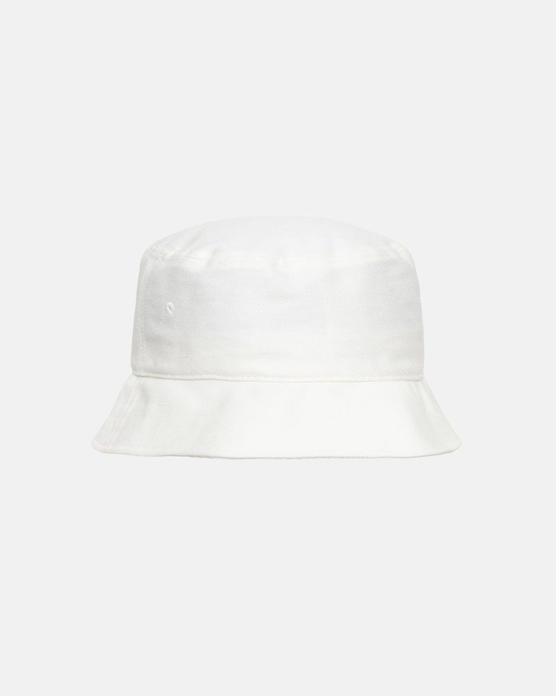 White Stüssy Deep Bucket SS Link Hat | UAE QVH658107