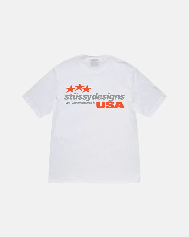 White Stüssy Designs Usa T-Shirt | UAE FUX825340