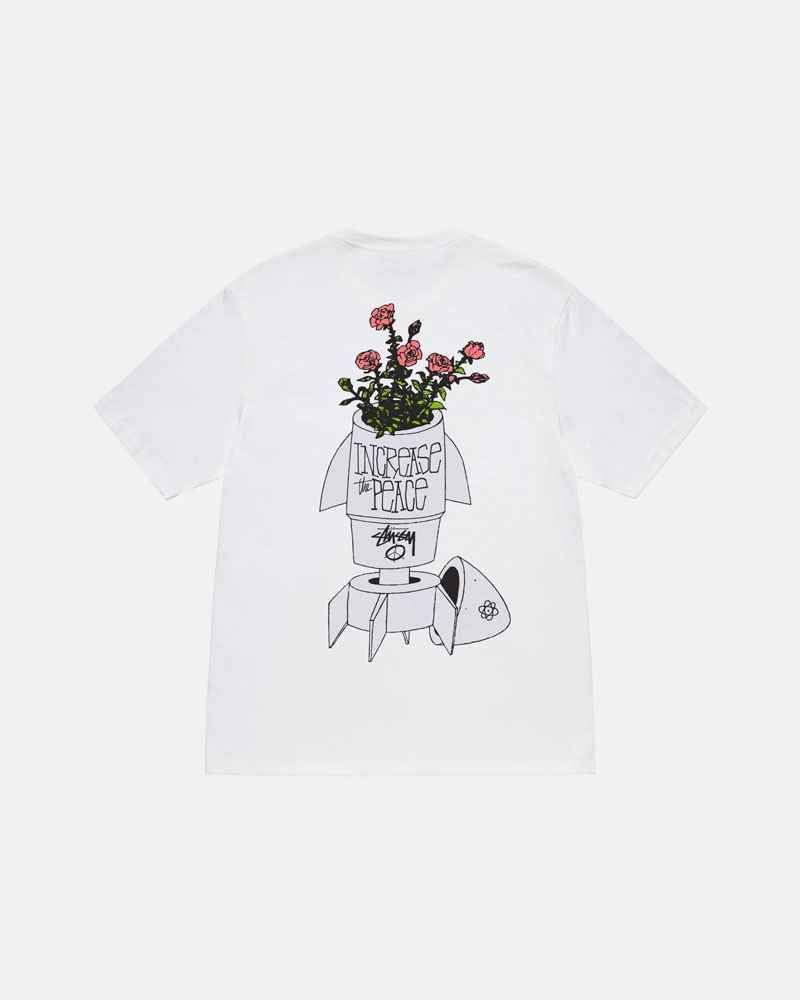 White Stüssy Flower Bomb T-Shirt | UAE ERP872164