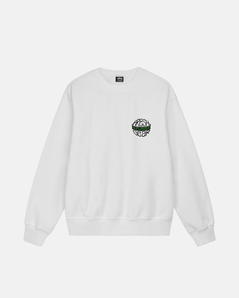 White Stüssy Fresh Gear Crew Sweatshirt | UAE UQH472061