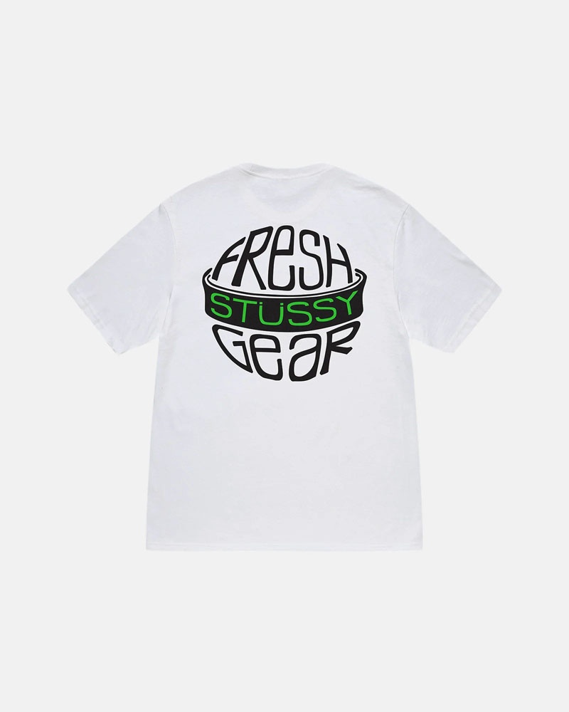 White Stüssy Fresh Gear T-Shirt | UAE NZD329861