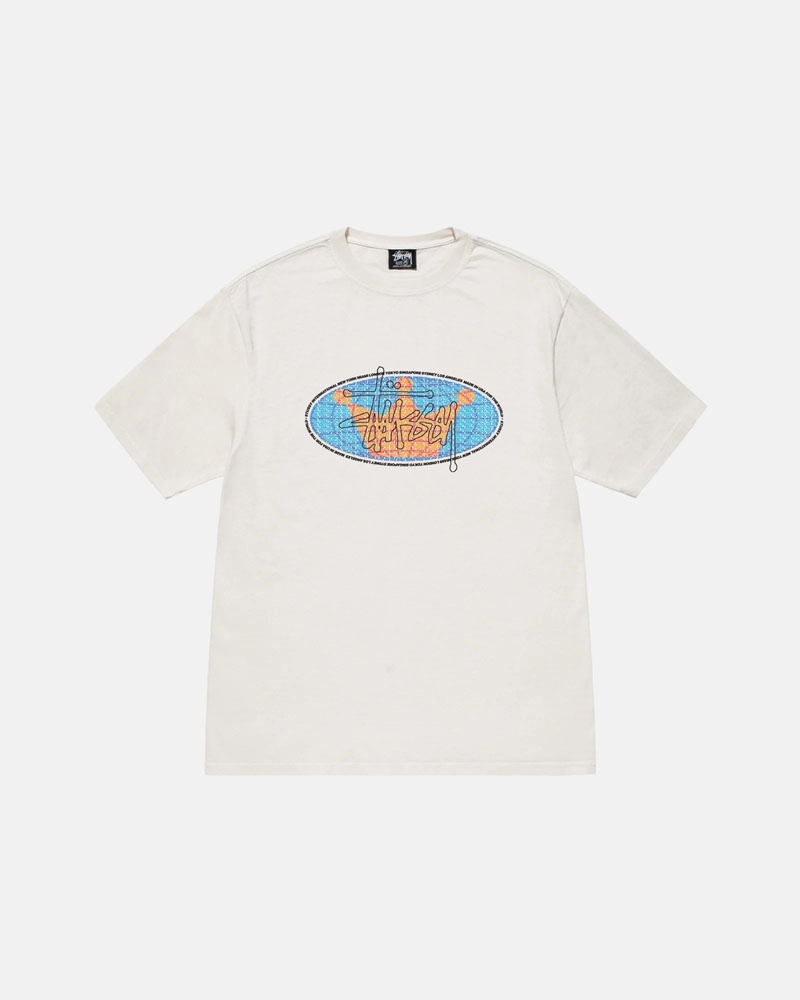 White Stüssy King Of The World Pigment Dyed T-Shirt | UAE DTI910362