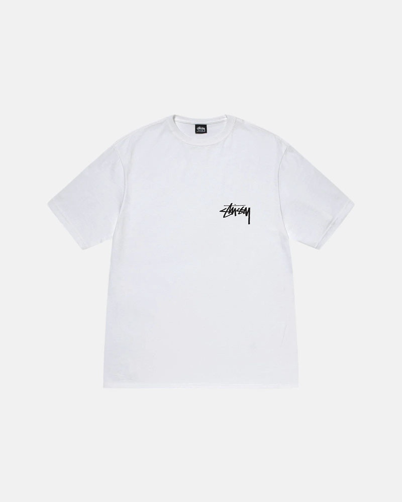 White Stüssy Kittens T-Shirt | UAE KST187354