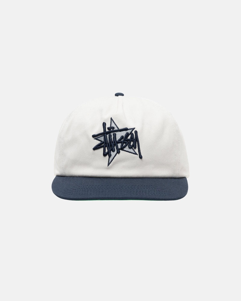 White Stüssy Mid-Depth Basic Star Strapback Cap | UAE VBW683147