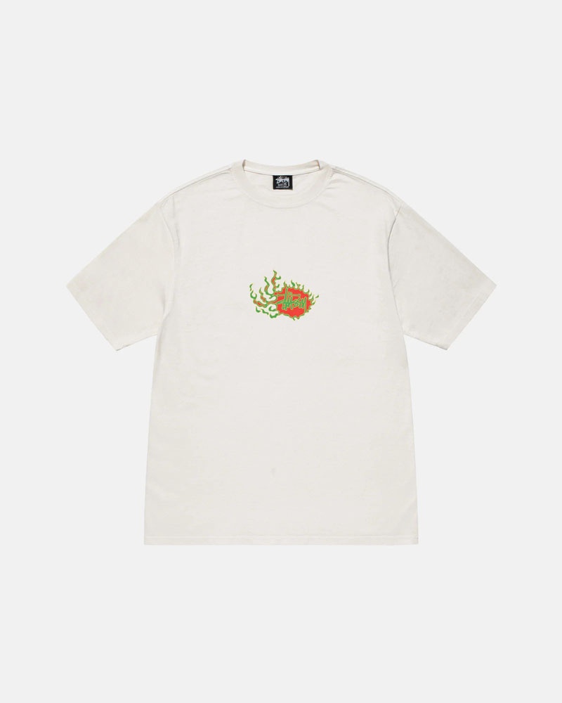 White Stüssy Mosaic Dragon Pigment Dyed T-Shirt | UAE TLK180547