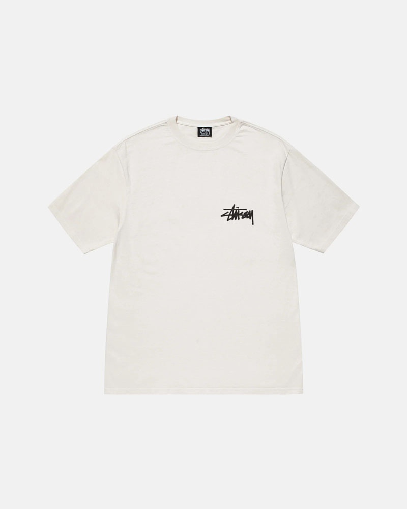 White Stüssy Old Phone Pigment Dyed T-Shirt | UAE AZJ457396