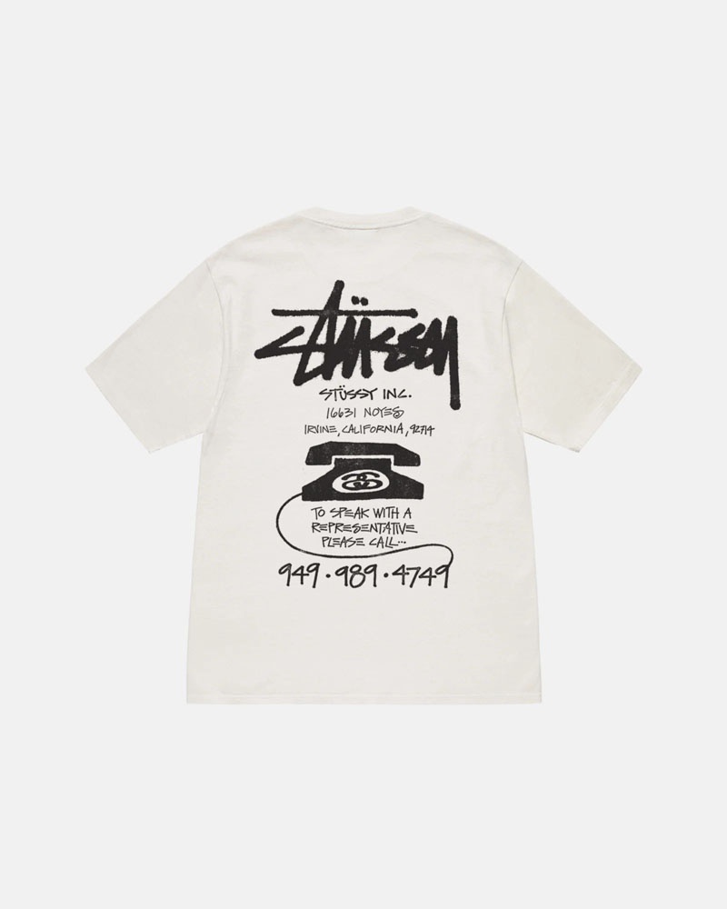 White Stüssy Old Phone Pigment Dyed T-Shirt | UAE AZJ457396