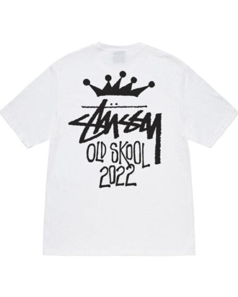 White Stüssy Old Skool 22 T-Shirt | UAE KUI021543