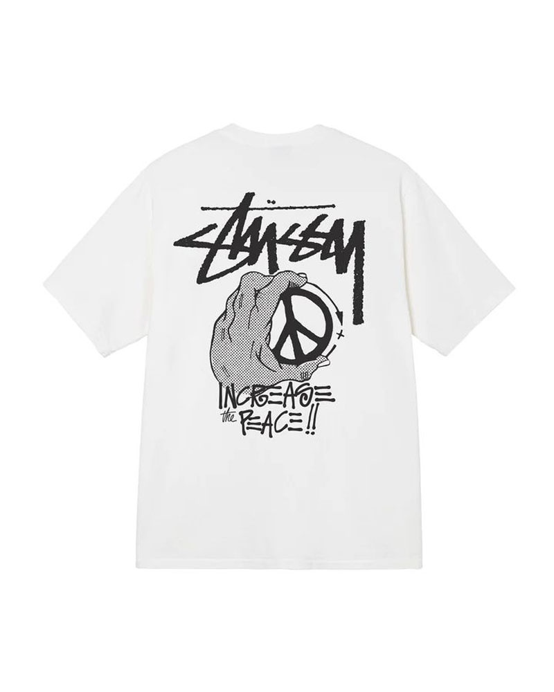 White Stüssy Peace Hand Pigment Dyed T-Shirt | UAE KOV529378