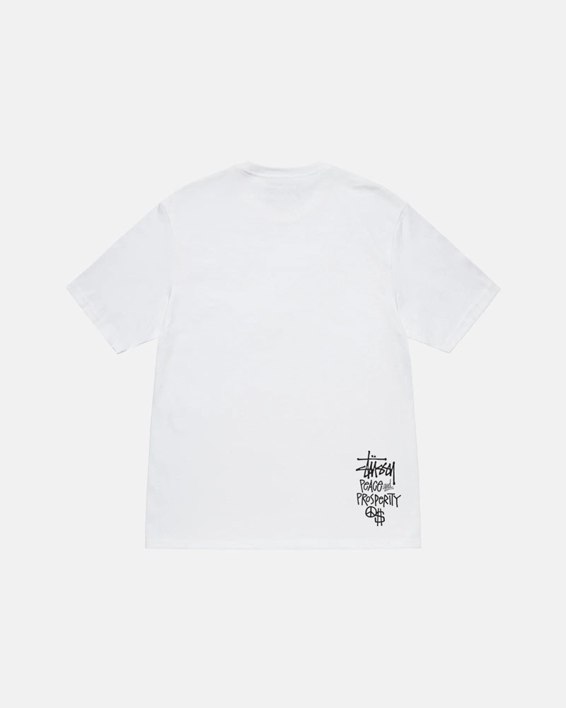 White Stüssy Peace & Prosperity T-Shirt | UAE DNB628105