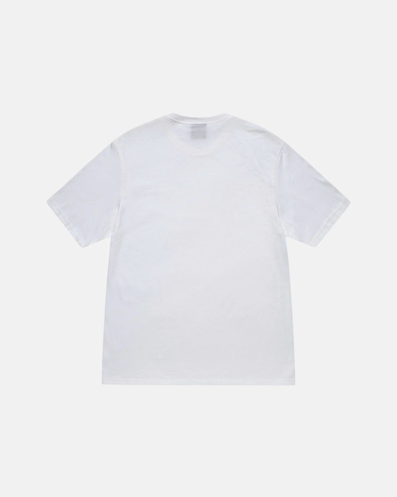 White Stüssy Racecar T-Shirt | UAE UQJ136904