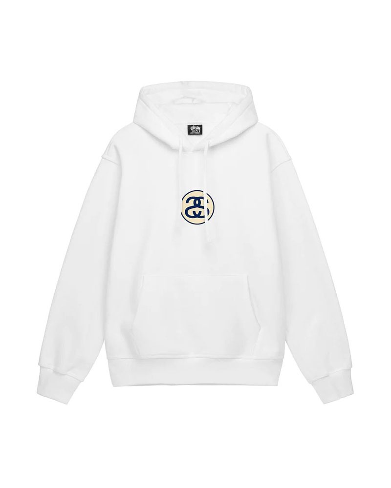 White Stüssy SS-Link Hoodie | UAE DFN710539