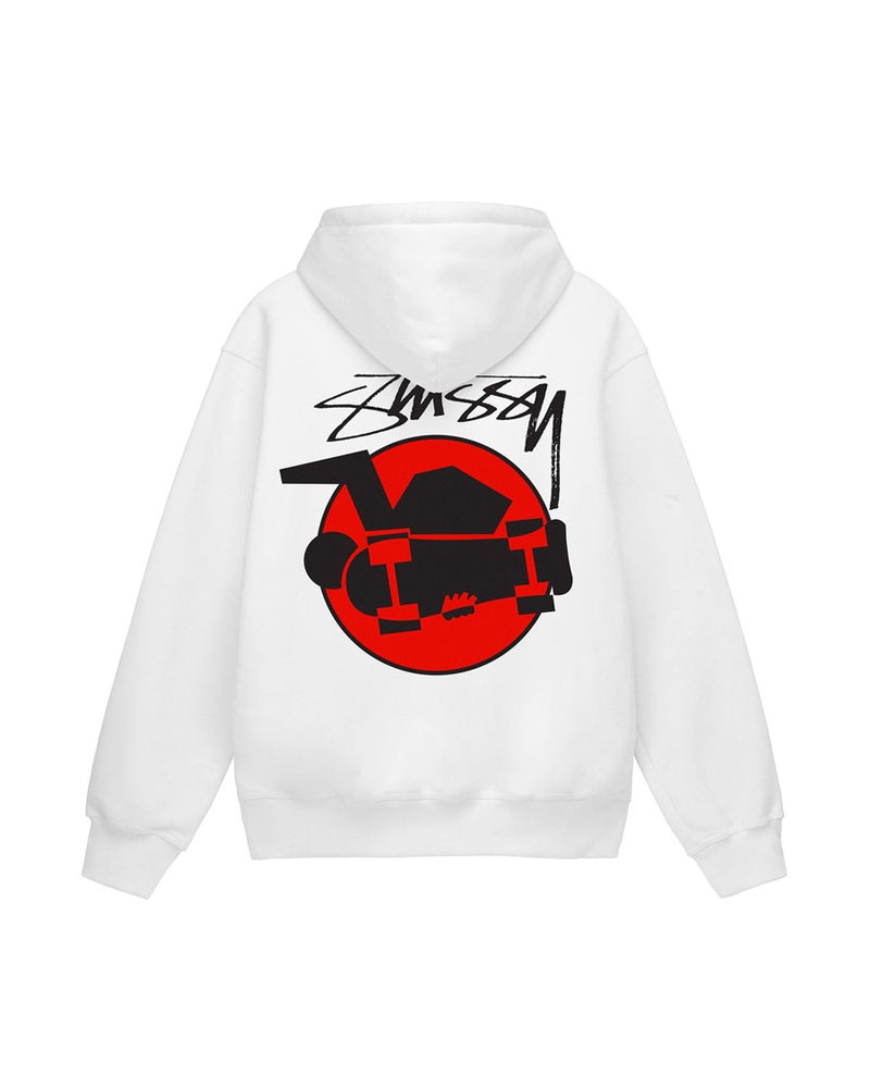 White Stüssy Skateman Hoodie | UAE DPG705682