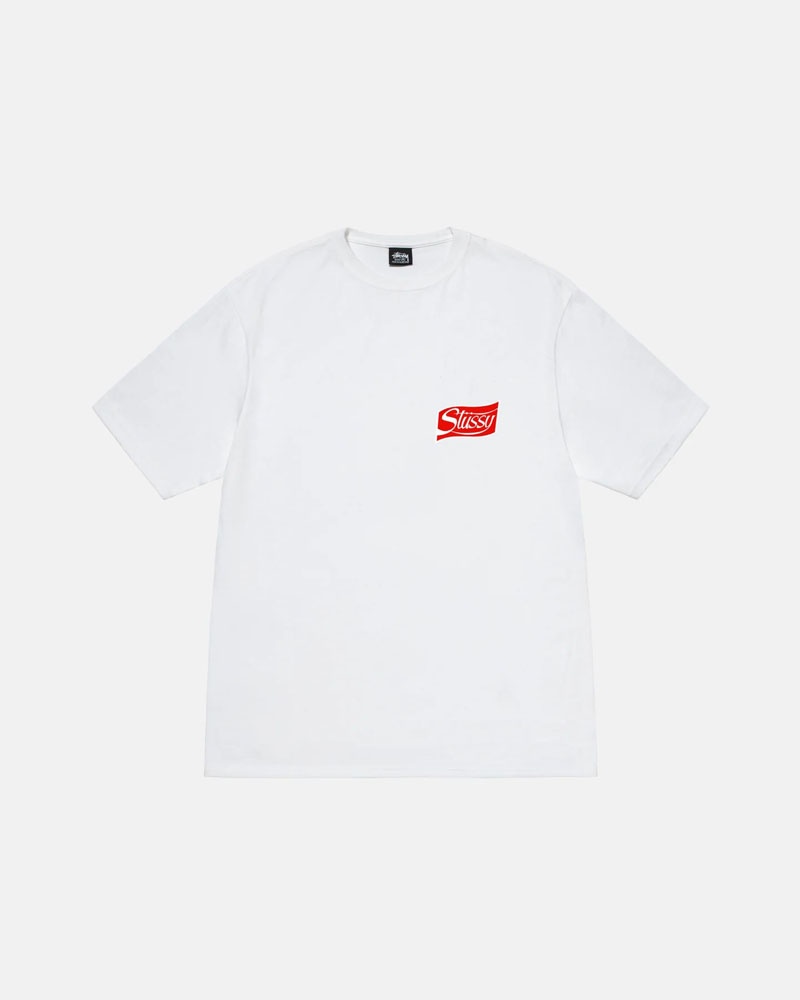 White Stüssy Soda Can T-Shirt | UAE YXJ438720