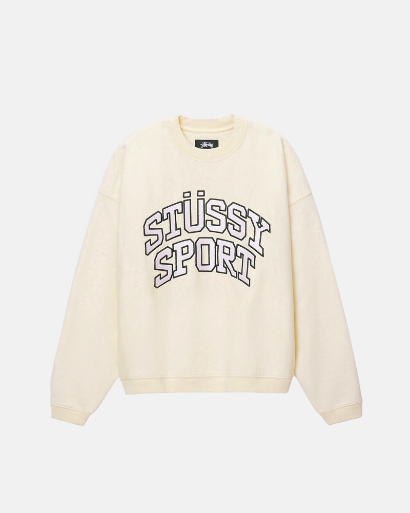 White Stüssy Sport Relaxed Oversized Crew Sweatshirt | UAE NBX015784