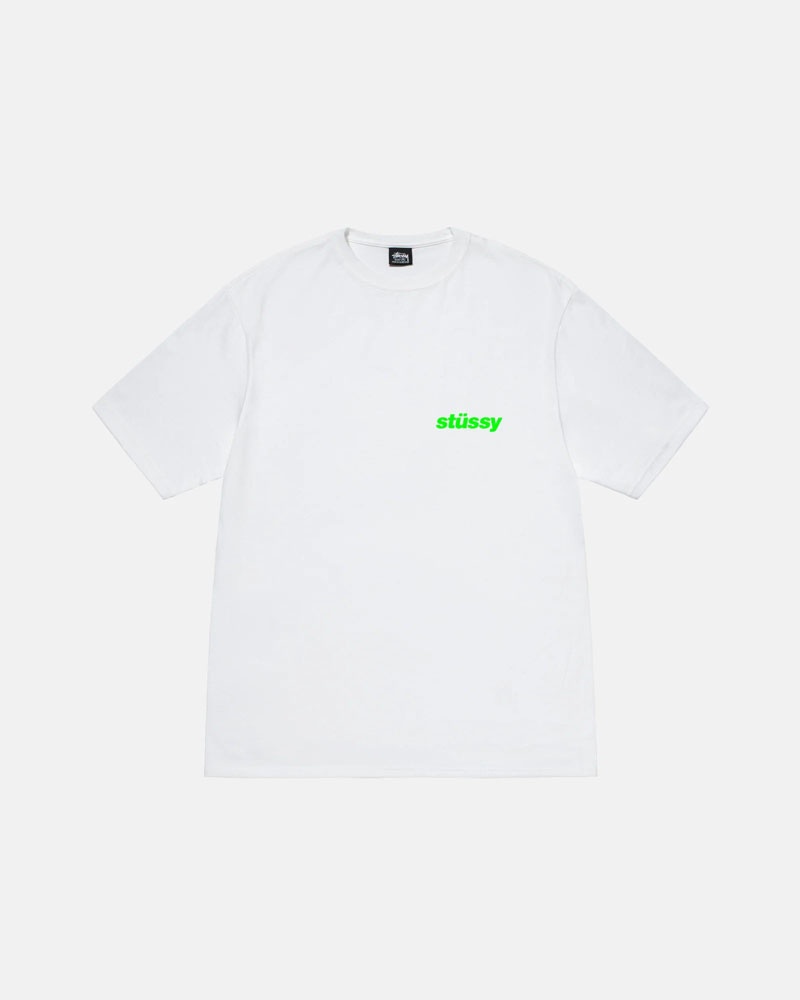 White Stüssy Stacked T-Shirt | UAE RFB981670