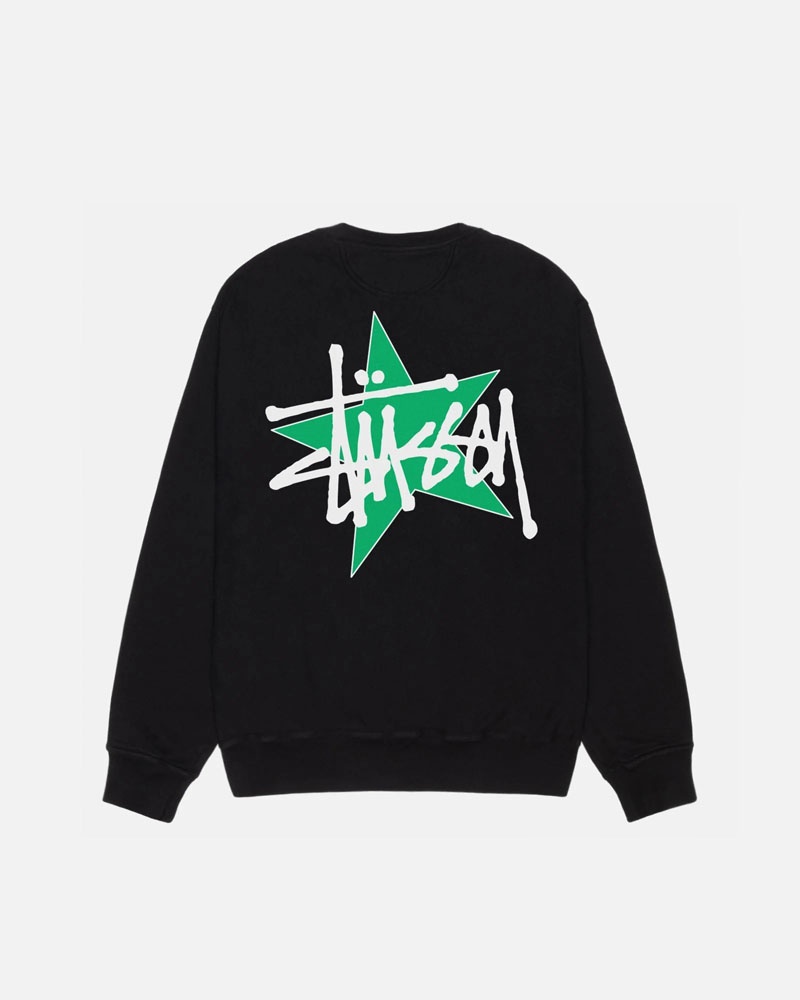 White Stüssy Star Crew Pigment Dyed Sweatshirt | UAE OSH601943