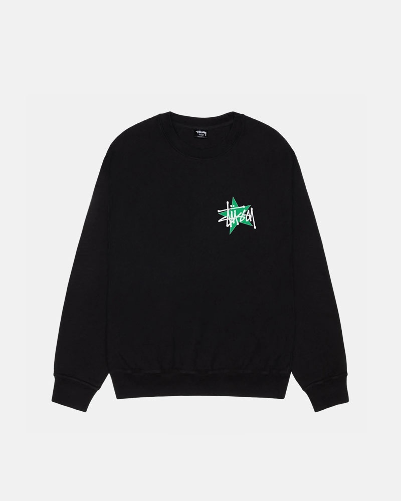 White Stüssy Star Crew Pigment Dyed Sweatshirt | UAE OSH601943