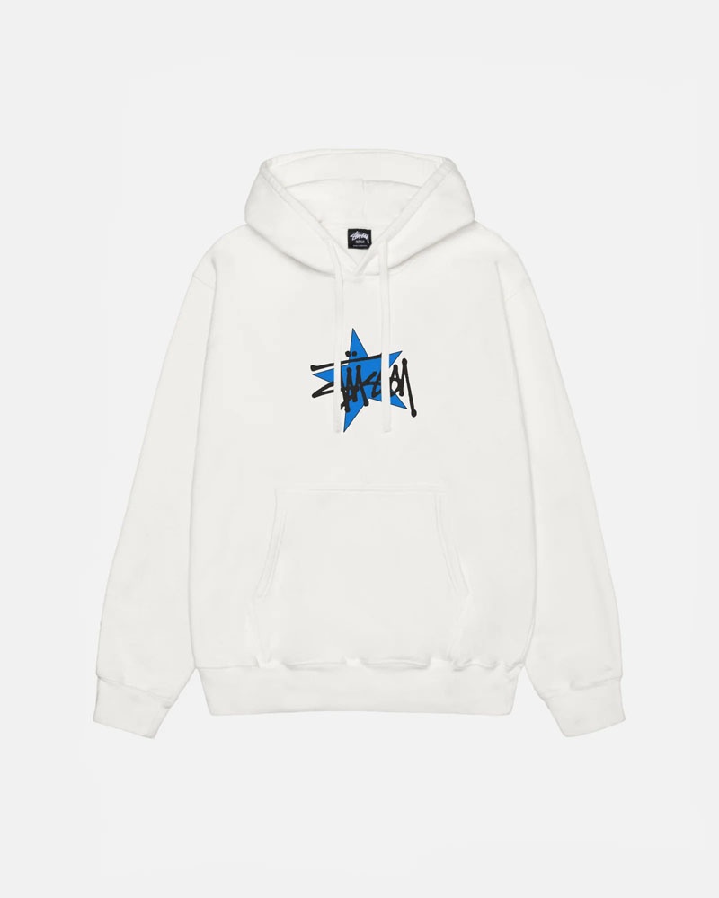 White Stüssy Star Pigment Dyed Hoodie | UAE RLG920418