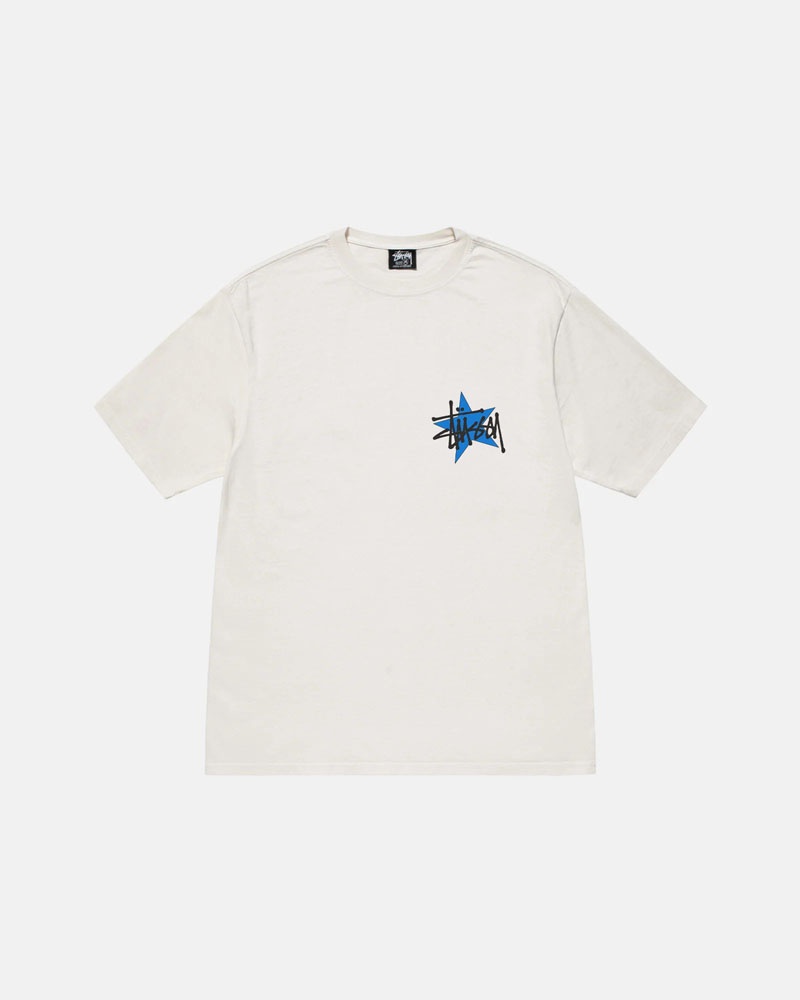 White Stüssy Star Pigment Dyed T-Shirt | UAE RVT938604