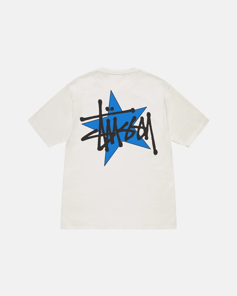 White Stüssy Star Pigment Dyed T-Shirt | UAE RVT938604