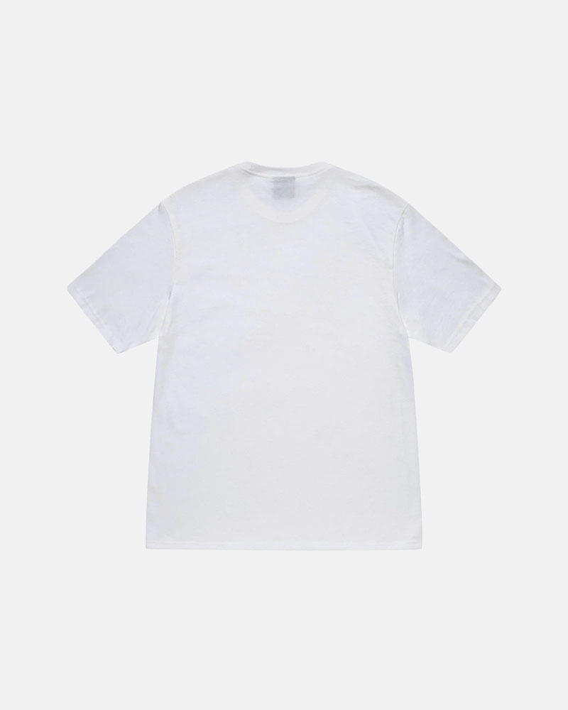 White Stüssy Stock Box T-Shirt | UAE FJV546873