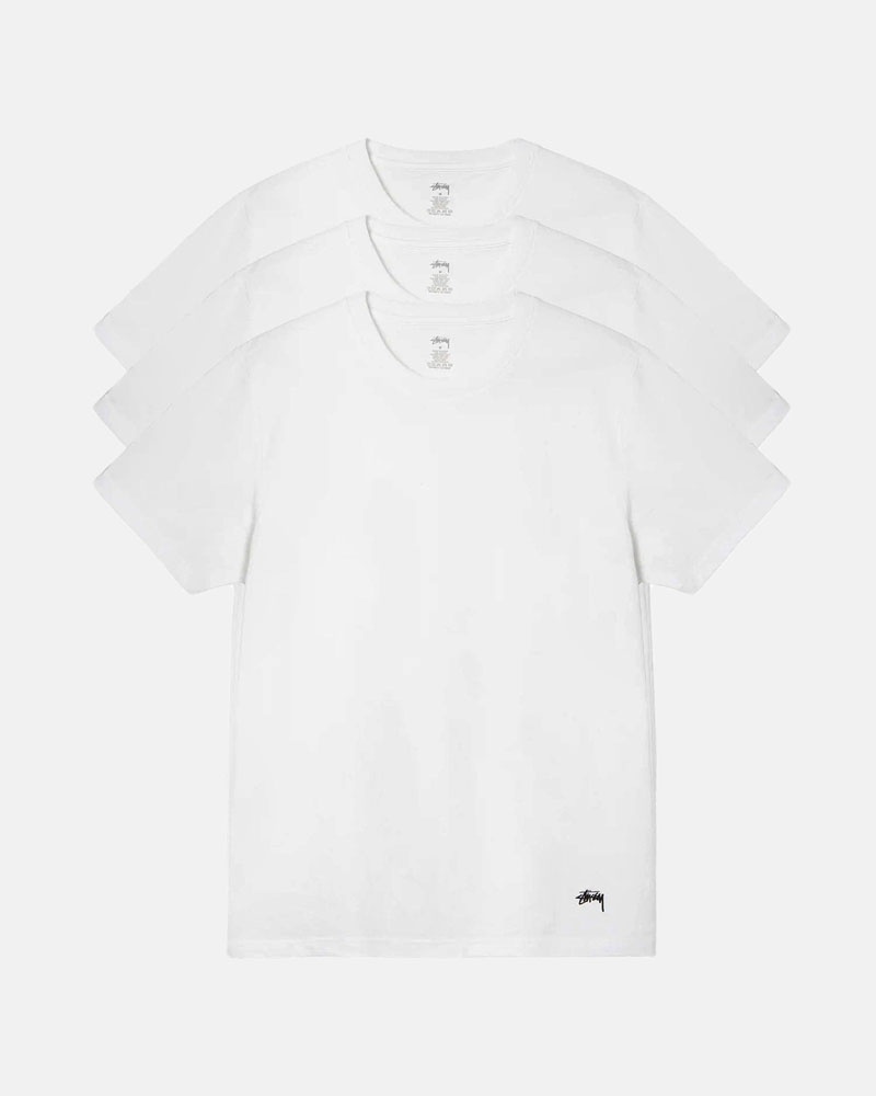 White Stüssy Undershirts T-Shirt | UAE IBP531092