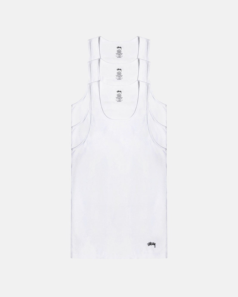 White Stüssy Undershirts Tank Top | UAE ONT956387