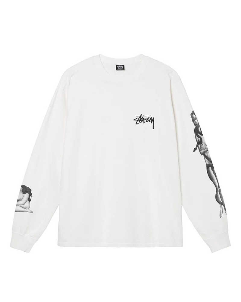 White Stüssy Venus Pigment Dyed LS Tee Sweatshirt | UAE RJE514986