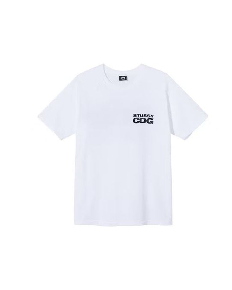 White Stüssy X CDG Surfman T-Shirt | UAE RQS963142