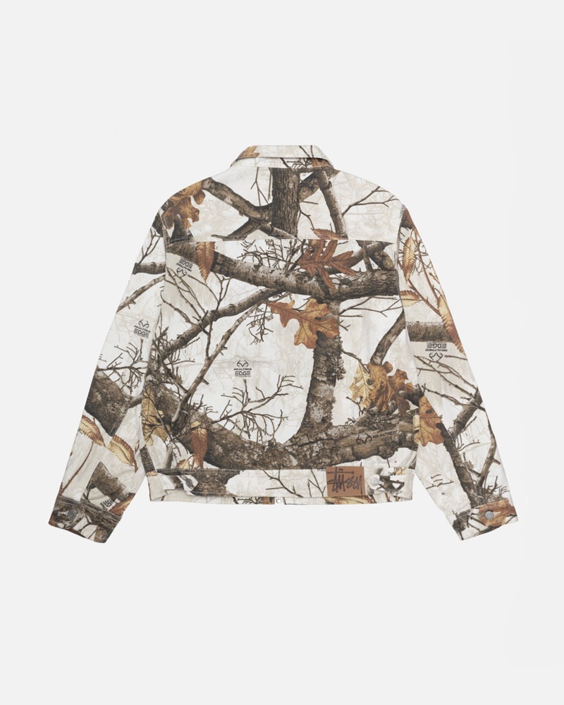 White Stüssy Zip Work Realtree Edge Jacket | UAE UVF103986