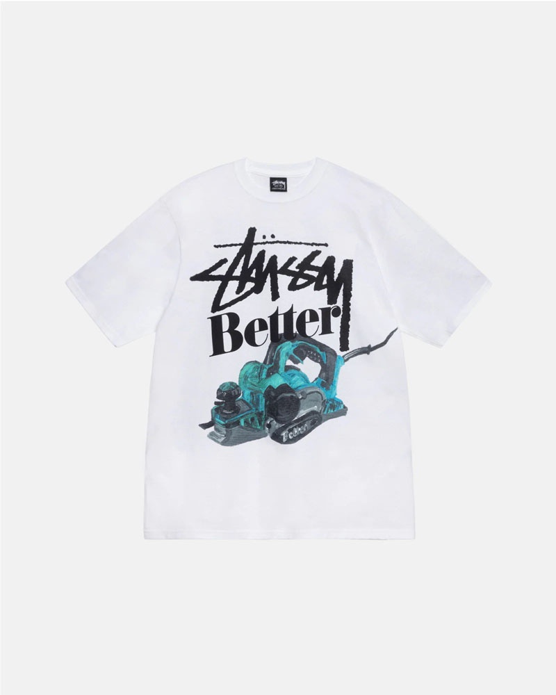 White Stüssy & Better Gift Shop Built Better T-Shirt | UAE KSL037541